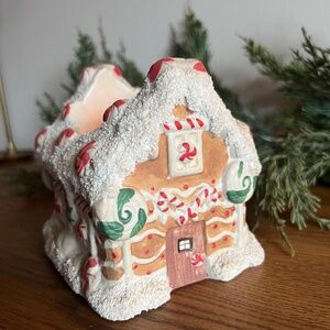 Vintage 1996 INCO Ceramic Gingerbread House Tealight Holder